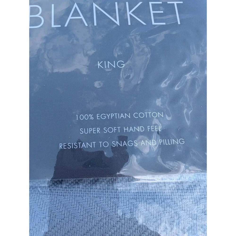 Hotel Collection Egyptian Cotton Blanket King Mist Herringbone 100% Cotton